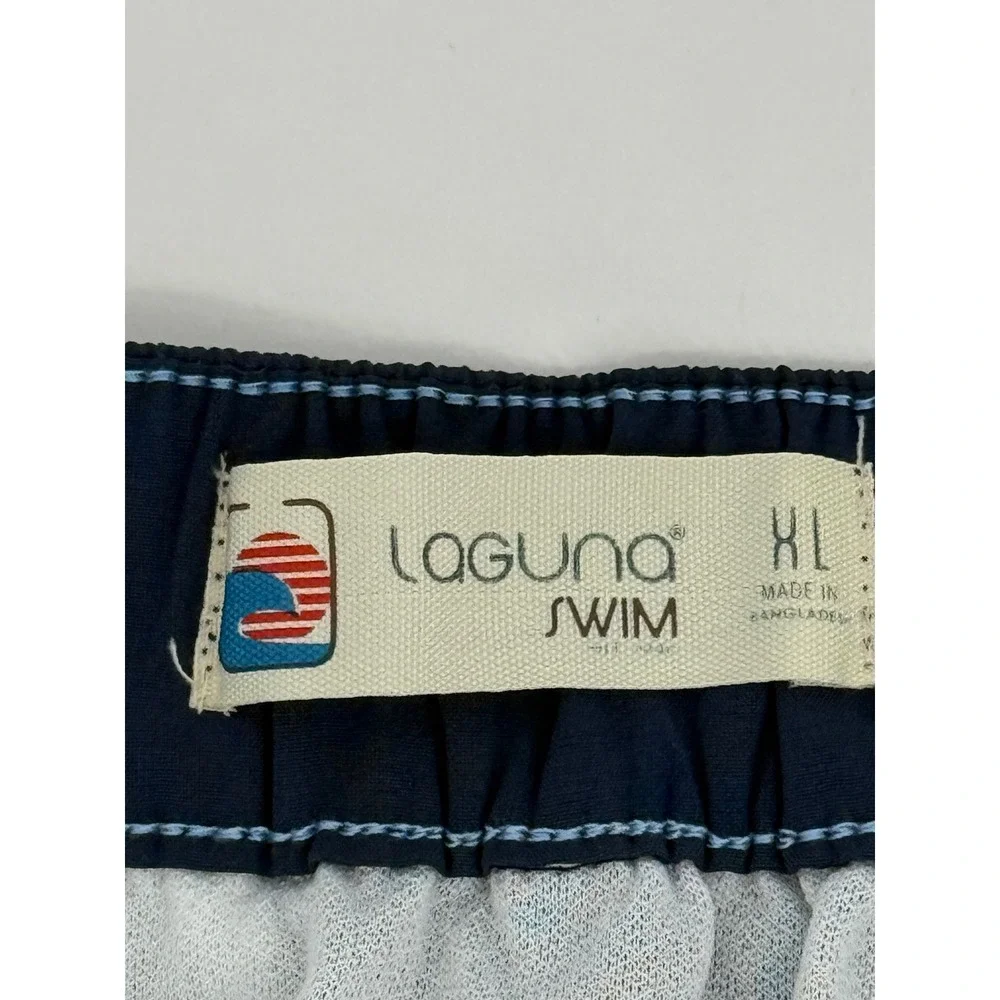 Laguna Swim Mens Navy Blue Striped Board Shorts‎ Swim Trunks Sz XL